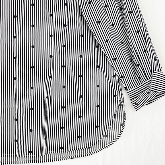 Talbots Black White Striped Dot Blouse Sz 1X  Top - Picture 11 of 14